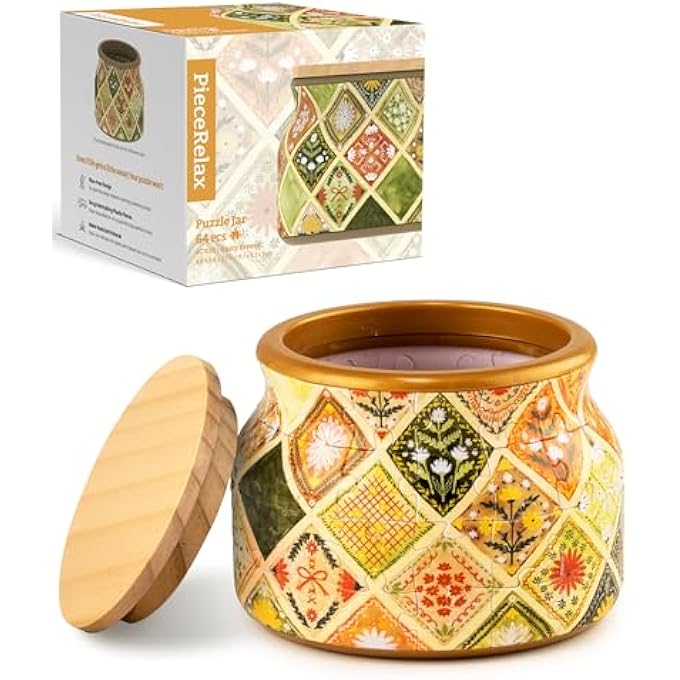 3D PUZZLE DECORATIVE CONTAINER - DAISY BREEZE | 64 PLASTIC PIECES & WOODEN LID | DIY STORAGE & TABLE DECORATION | CREATIVE GIFT FOR HOME & OFFICE [BC1025] - Image 1